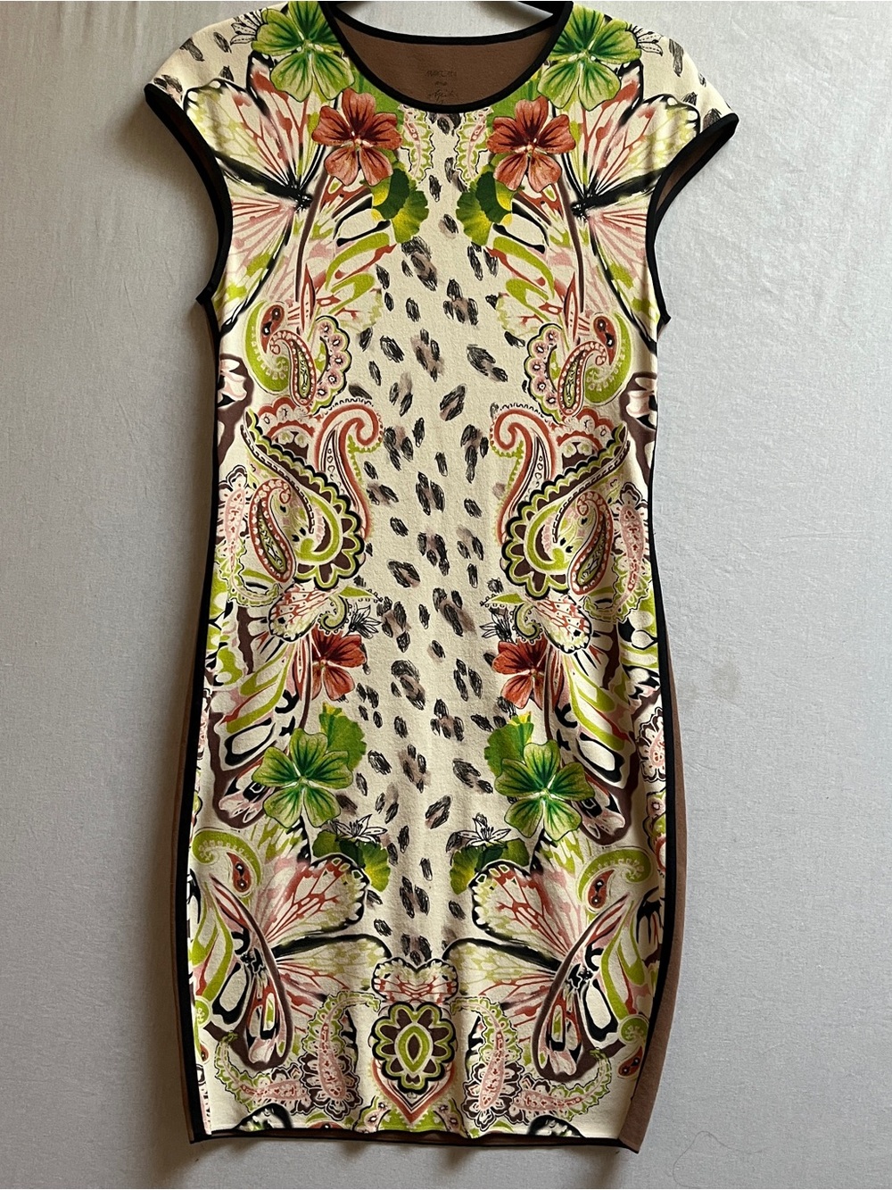 Marc Cain Object of Love Floral Paisley Cream Bodycon Dress Size 4